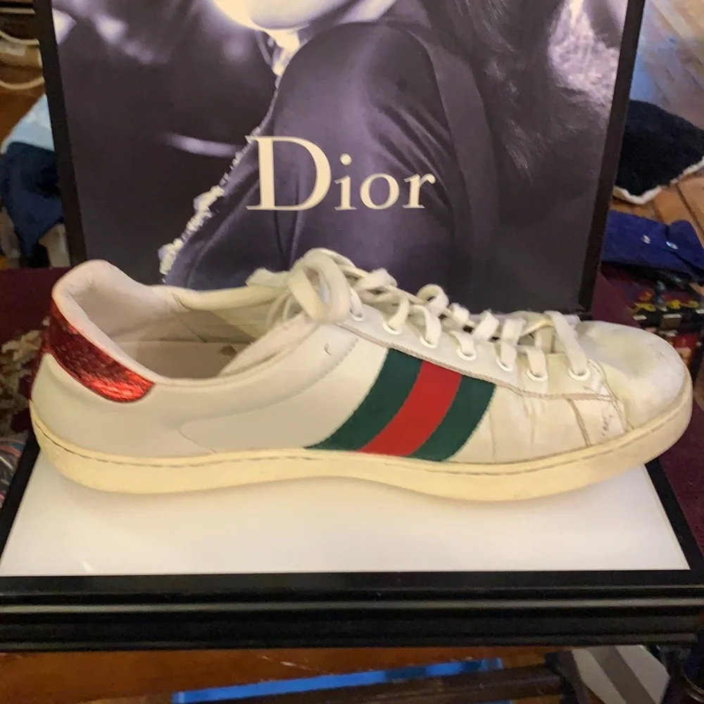 Gucci White snake low‎ Ace sneakers size 9.5